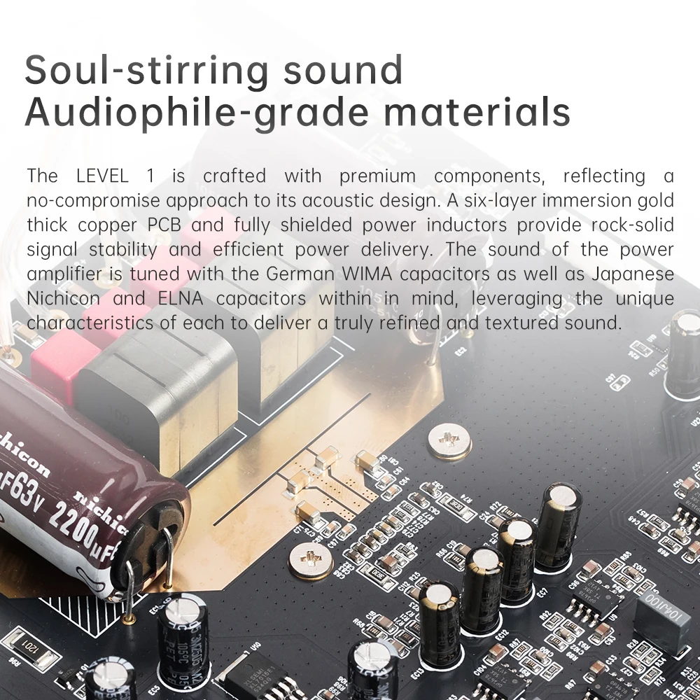 JadeAudio 레벨 1 데스크탑 HiFi 블루투스 LDAC 앰프, 2×300W 클래스 D 앰프, 48V 전원을 갖춘 홈 시어터/PC용 USB/동축 입력