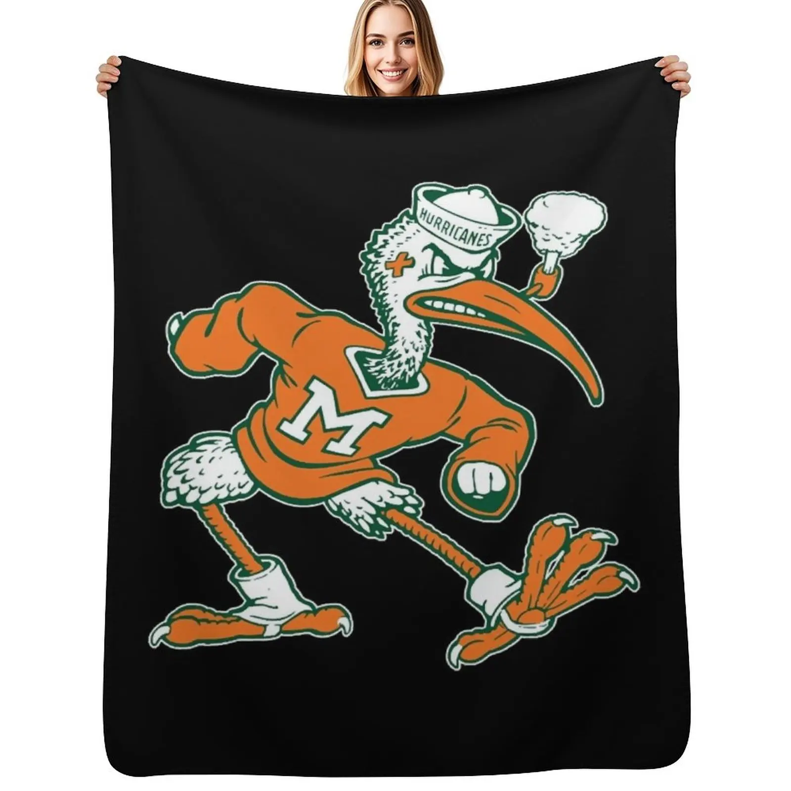 Vintage Sebastian Mascot of Univ. of Miami Mascot Throw Blanket Bed Fashionable Softest warm winter Thin Cute Plaid Blankets