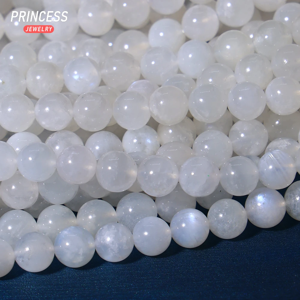 A+ Natural Blue Moonstone 6 8 9mm Healing Crystal Stone Beads for Jewelry Making DIY Bracelet NecklaceAccessories