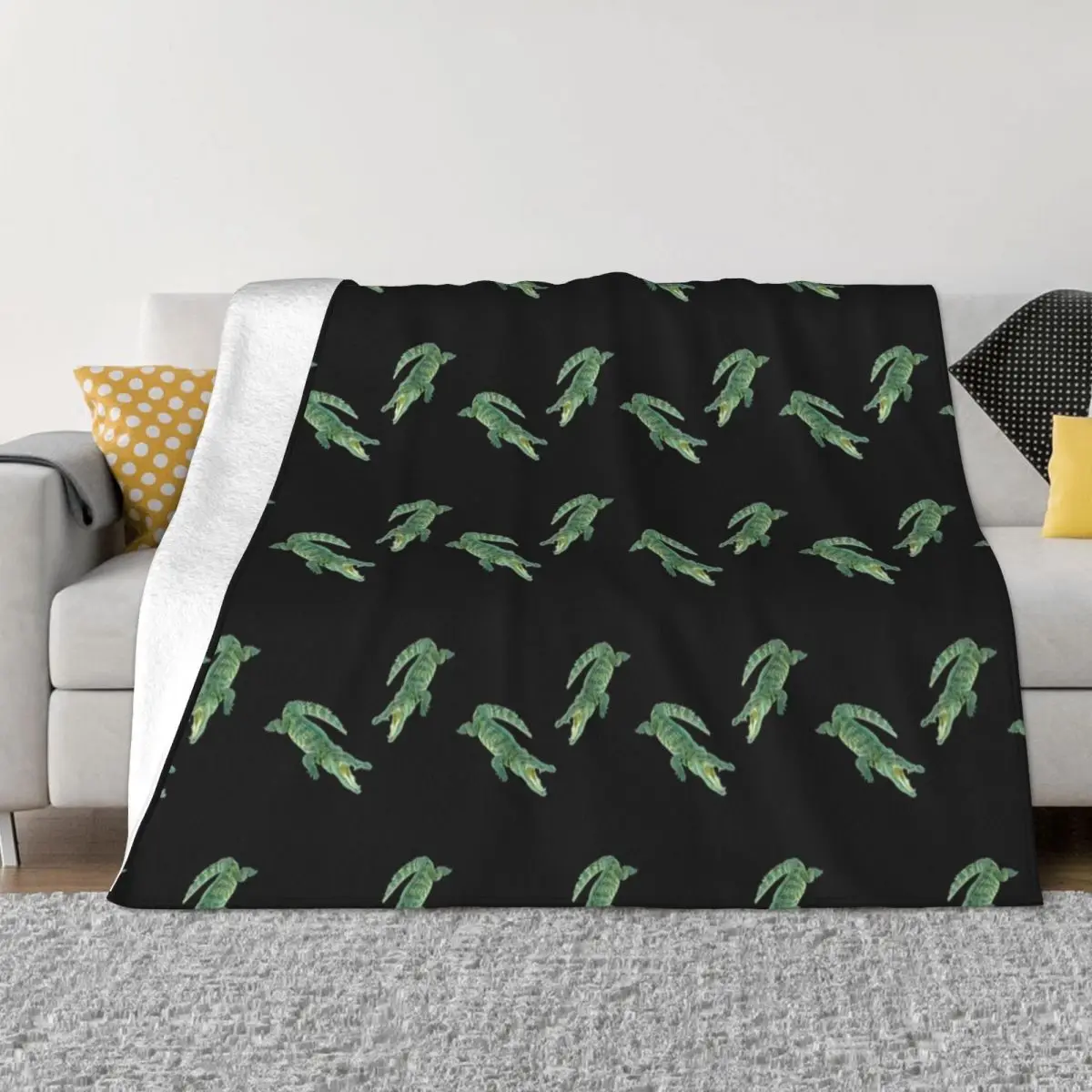 Alligator Ferocious Animal Teeth Blanket Flannel Multi-function Ultra-Soft Throw Blanket for Sofa Office Bedspread