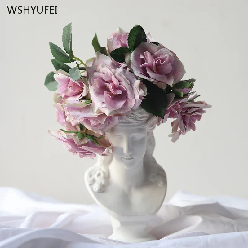 1Pcs White resin vase imitation plaster David head flower pot character Xiaowei statue flower inserted home decoration ornaments