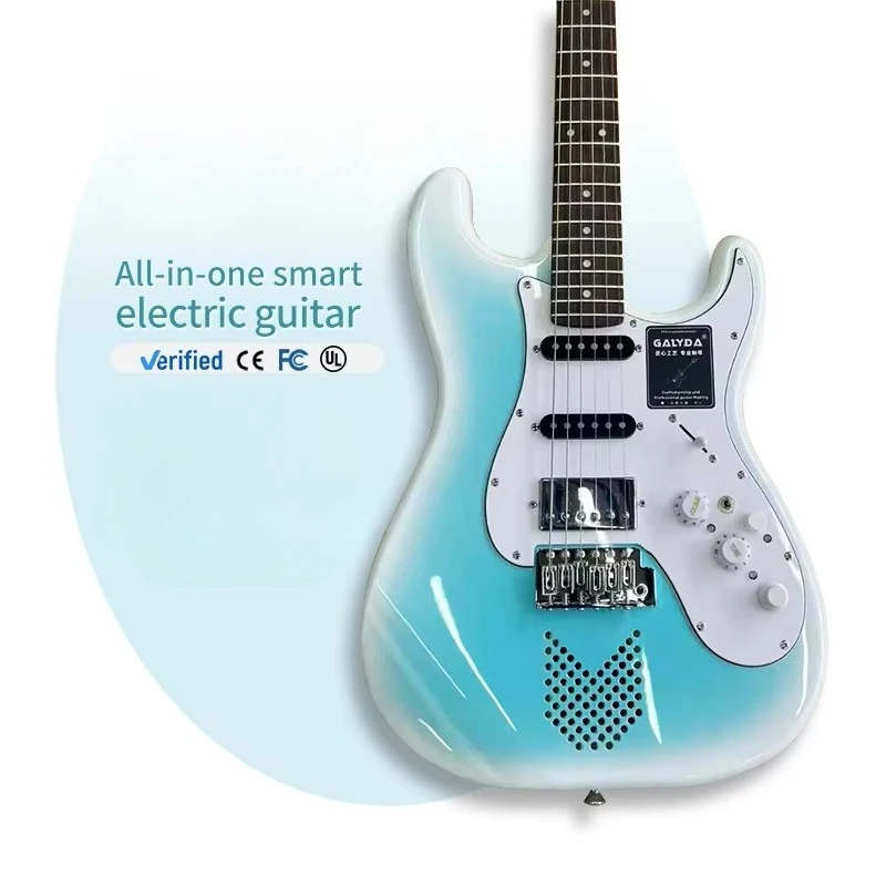 Smart Electric Guitar for Beginners Wood Construction with S-S-H Pickups Built-in Sound Effects