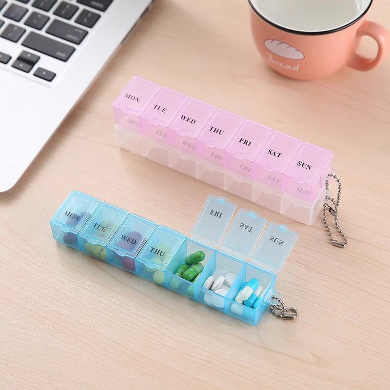 7Days Medicine Pillboxes Weekly Pill Organizer Container Tablet Holder Storage Box Vitamin Pill Case Anti-accidental Open Design