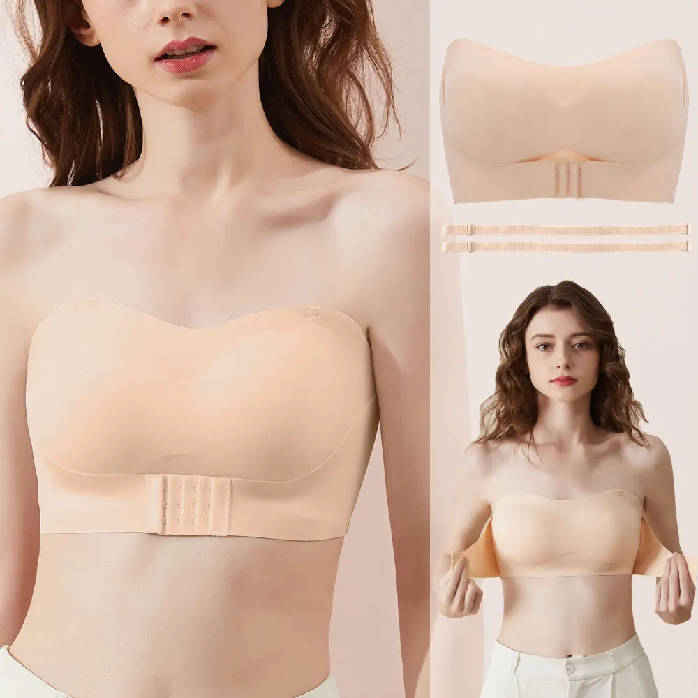 Summer Strapless Bra Underwear Lingerie Women Body Lenceria Para Damas Mujer Seamlessly Push Up Brassiere Cover Front Type Sexy