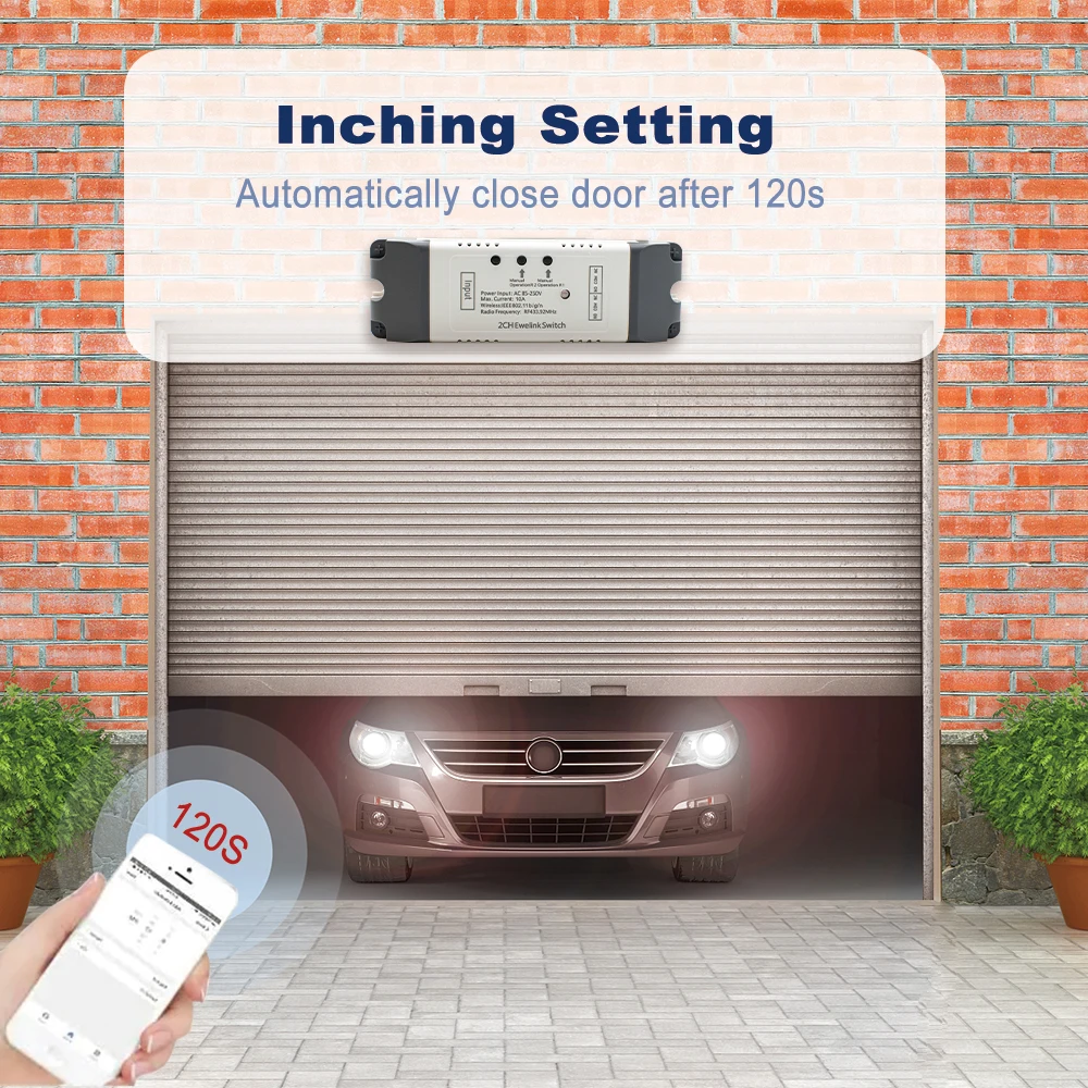 Imagem -03 - Ewelink-wifi Interruptor Inteligente ch Frente e Reverso Abridor da Porta da Garagem Interruptor sem Fio Temporizador Alexa ac dc 732v 85250v