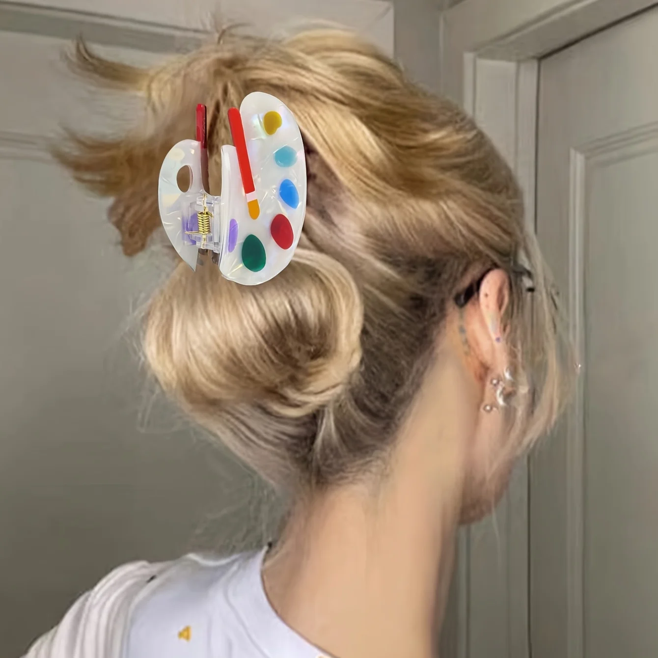 

Забавные заколки для волос в ярких цветах, заколки-крабы из ацетатного волокна, художественные заколки для волос в стиле художника, аксессуары для волос для учителей.