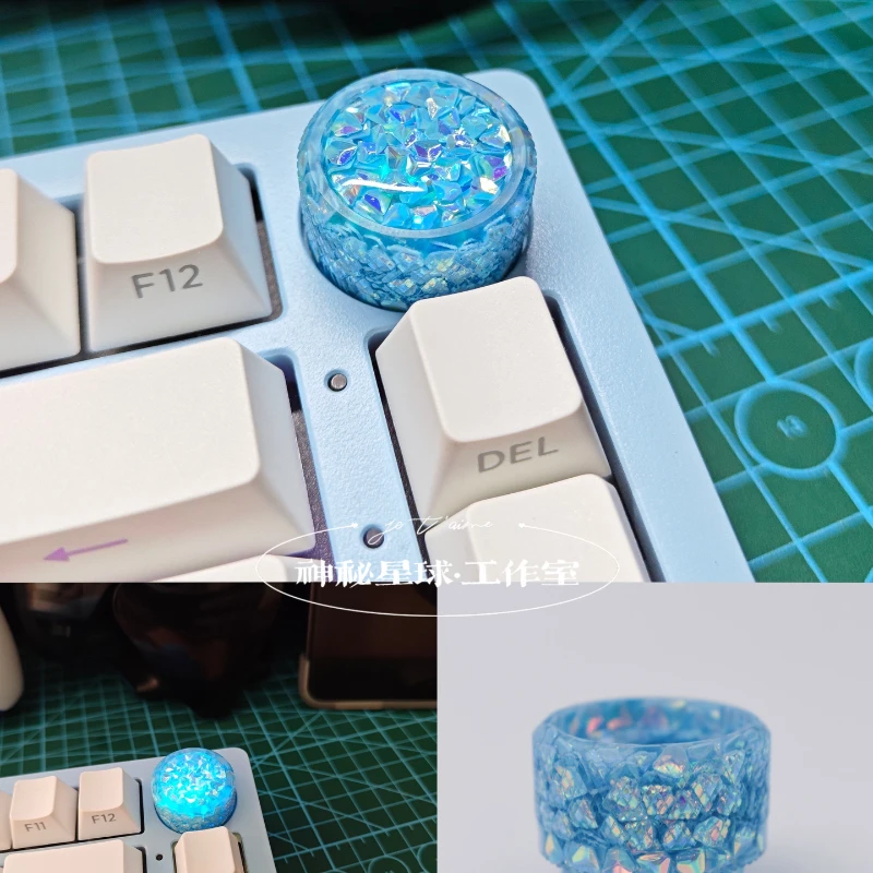 Glaring Hi75 Keyboard Knob Resin Diamonds Pressable Custom Artisan Volume Point Keycaps for Mechanical Keyboard Accessories