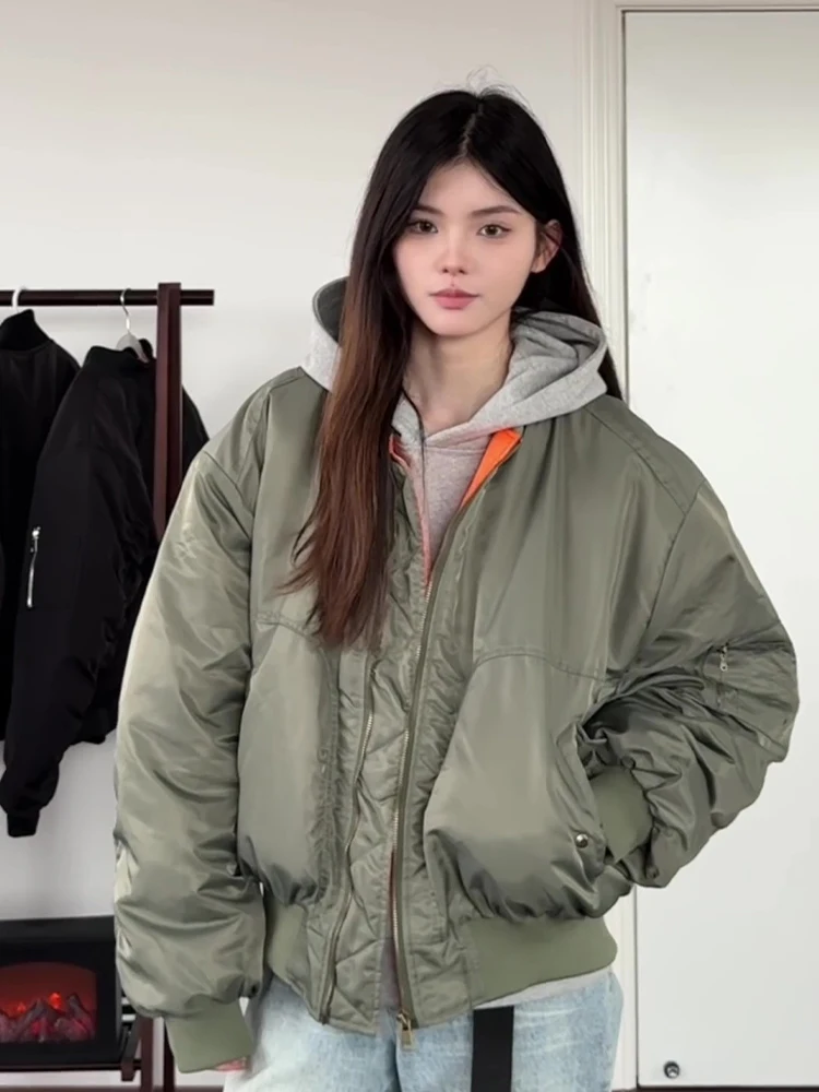 

American Sle Bomber Flight Jaet Cotton Coat Men's Winter Thi Warm ort Baseball Outfit Outerwear Stand Fit Casual