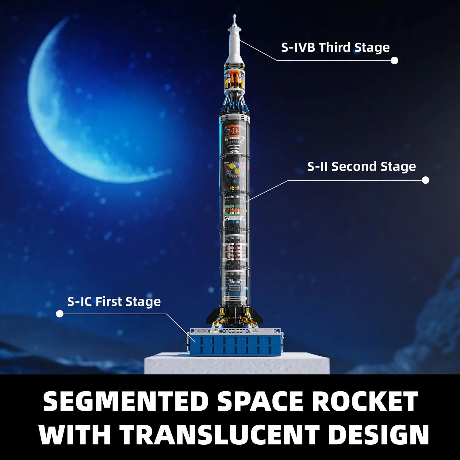 846PCS Building Blocks Space Rocket Toy Model Semi-transparent Educational Toys Compatible Others Bricks Sets Christmas Gifts