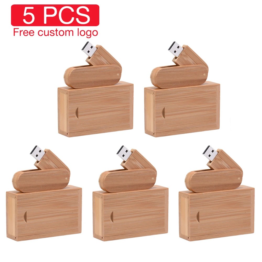 

JASTER 5 PCS LOT USB Flash Drive Wooden Box Pen drive Free Custom Logo Photography Wedding Gift Pendrive 128G 32GB 64GB U Disk