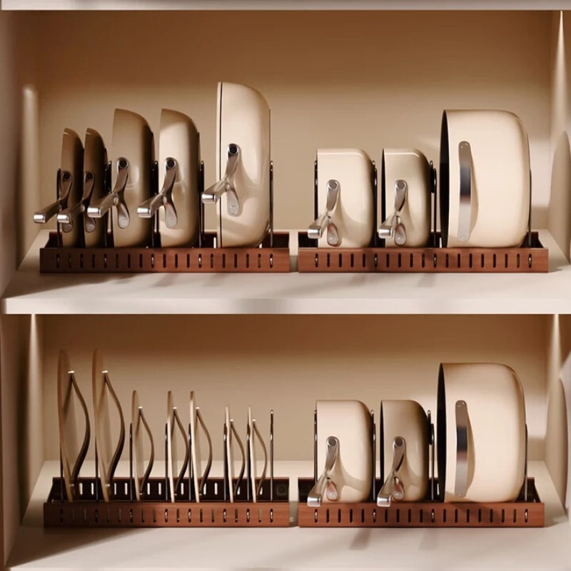 

Kitchen pot rack, antique stove, retractable pot storage racks in cabinet, countertop adjustment pots lid racks