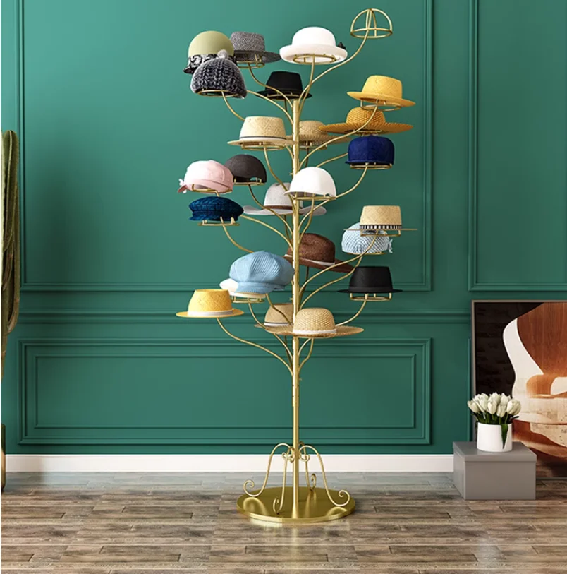 Bold hat rack display rack, clothing store floor standing hat rack, multi-layer hat tree, hat holder storage