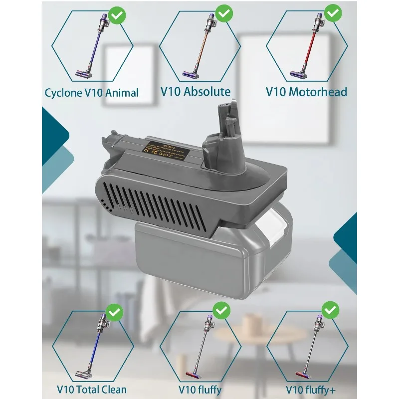 Adapter baterii MT18V10 do konwersji baterii litowych Makita 18V na odkurzacze bezprzewodowe Dyson serii V10 — zdjęcie produktu 4
