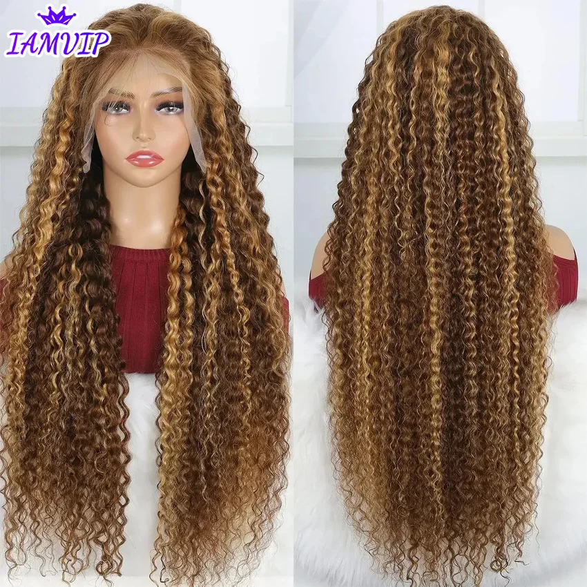 30 Inch Highlight Ombre 13x6 Hd Lace Frontal Wig Water Curly Human Hair Wigs 13x4 Hd Transparent Deep Wave Lace Frontal Wig