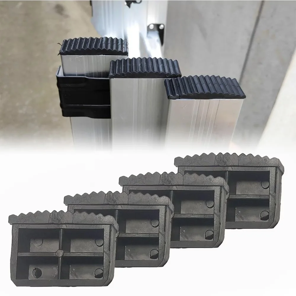 4‑Pcs Black Ladder Non‑Slip Foot Pads, Heavy‑Duty Rubber Anti‑Slip Replacement Tips, Ideal for Ladder Protection, Safe Use