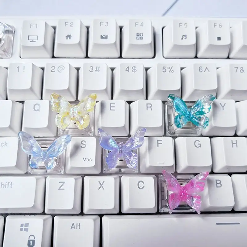 Aurora papillon personnalité Keycap 3D translucide croix clavier mécanique Transparent coloré Esc clé décoration Keycaps