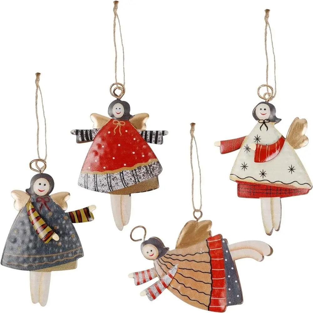 Christmas Santa Ornaments Angel Girl Santa Claus DIY Hand-painted Iron Craft Party New Year Durable Creative Cartoon