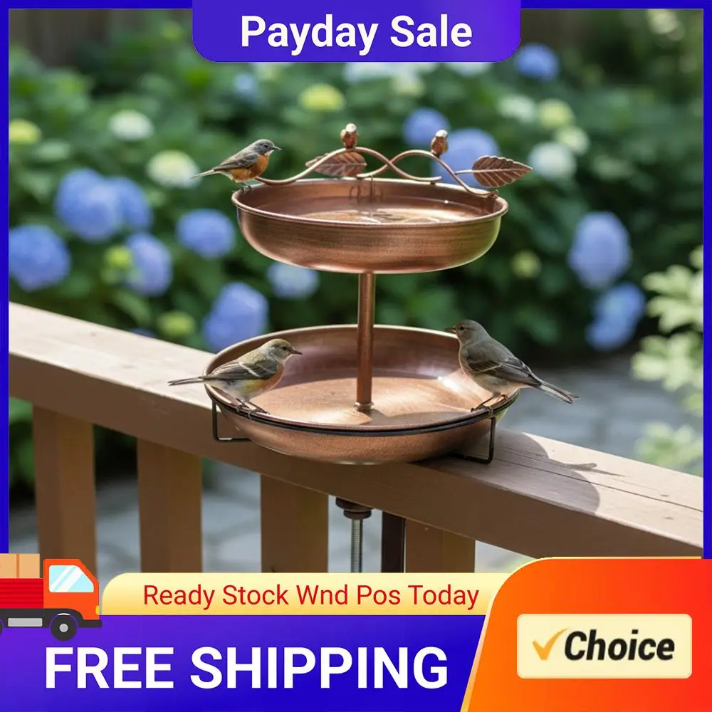 2-Tier Deck Mounted Outdoor Bird Feeder for Outside Birdfeeder Feeder Bowl for Deck Railing Balcony Yard Garden Decoration