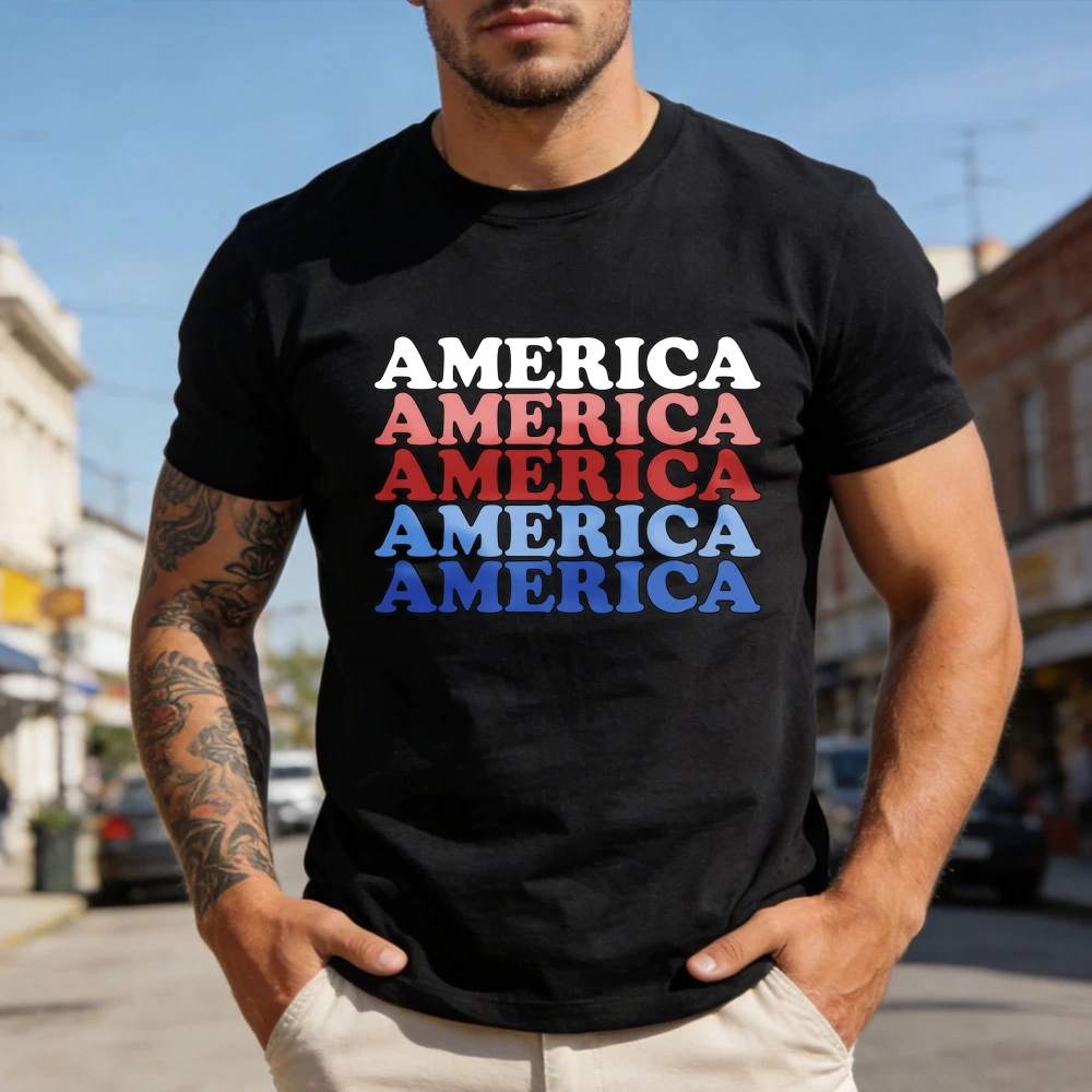 America 4th of July T-Shirt Independence Celebrations Clothing Modern and Trendy Creative Design Tshirt Men Women Casual Tops