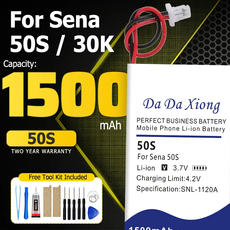 DaDaXiong Top Brand 1500mAh Battery for Octelect Sena 50S / 30K Motorcycle Bluetooth Headset Helmet Intercom Replacement-Plug