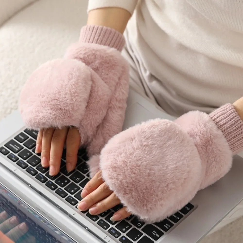 New Warm Gloves Fingerless Knitted Cuffs Fingerless Mittens Solid Color Button Closure Winter Gloves Winter Wear