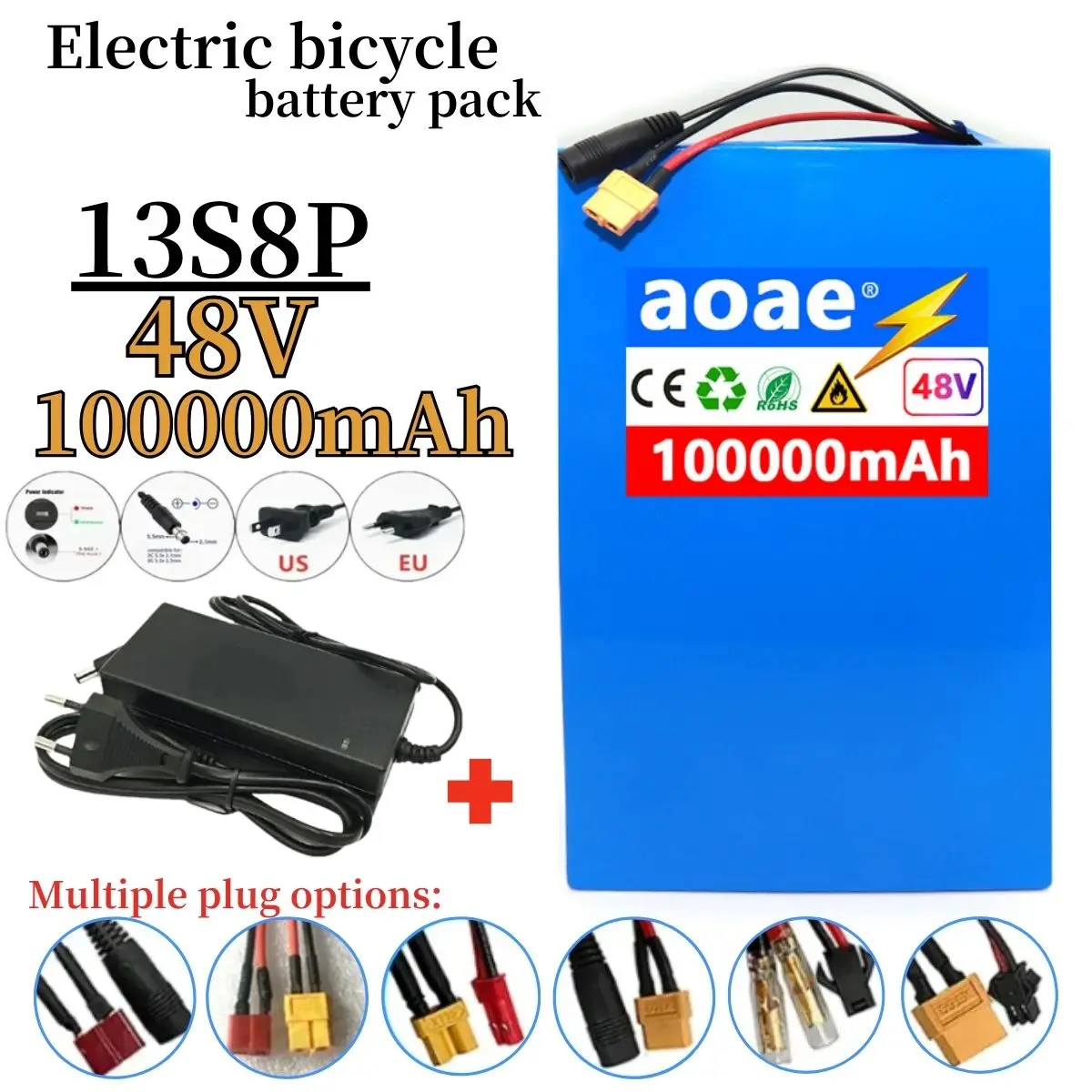 48V 13S8P 100000mAh suitable for electric scooters, bicycles, mountain bikes, with lithium battery 250-1000W+charger