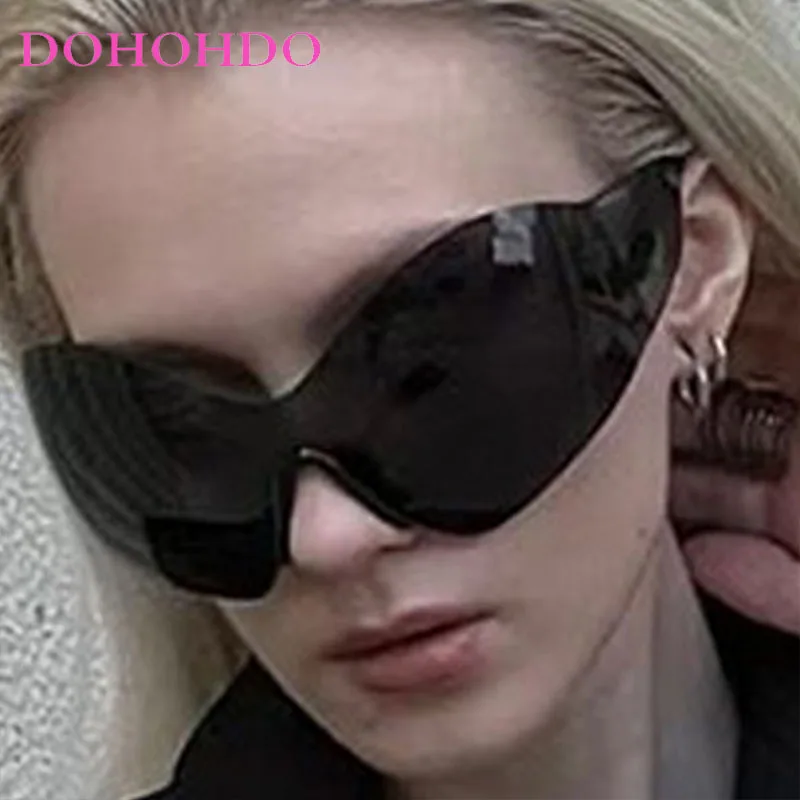 

Punk Oversized One - Piece Rimless Y2K Women Sunglasses Trendy Design Men Sunglass Outdoor Cycling Sport Windproof Goggles UV400