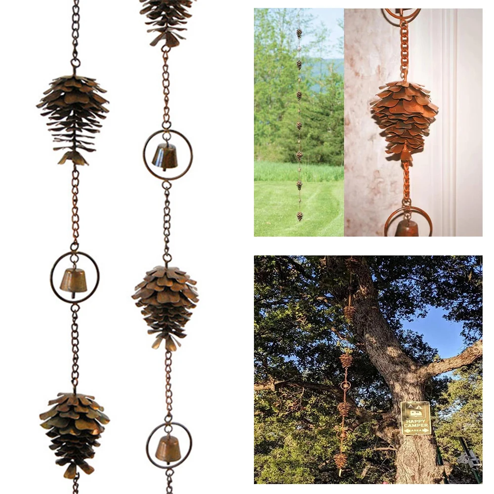 Pine Cone with Bell Ornament Metal Outdoor Wind Chime Decoration Pine Nut Wind Chime Garden Decoration Wind Chimes Outdoors