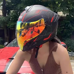 Motorcycle Helmet Full Face Double Lens Off-Road Racing Helmet Color Long Visor Cascos Para Moto Capacete De Moto DOT Casco Moto