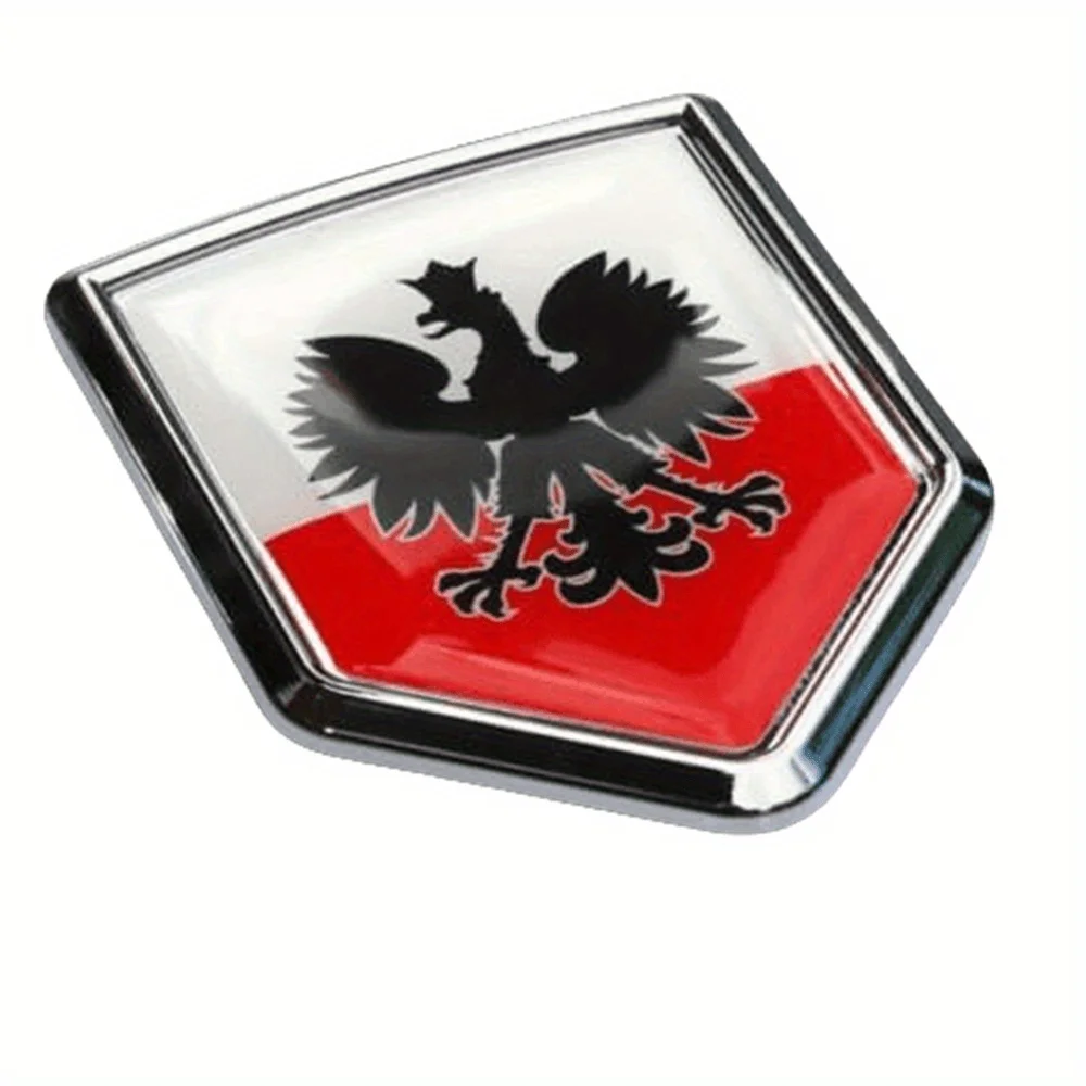 Polska Polski Flaga Polski Emblemat Tarcza Kształt Samochód motocykl Chromowana Naklejka Czarny Orzeł Emblematy Samochodowe