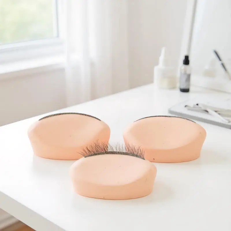 1pcs Eyelash Practice Silicone Model With Realistic Eyelash Extensions, Reusable Training Eyelid-Eyelash Extension Tool