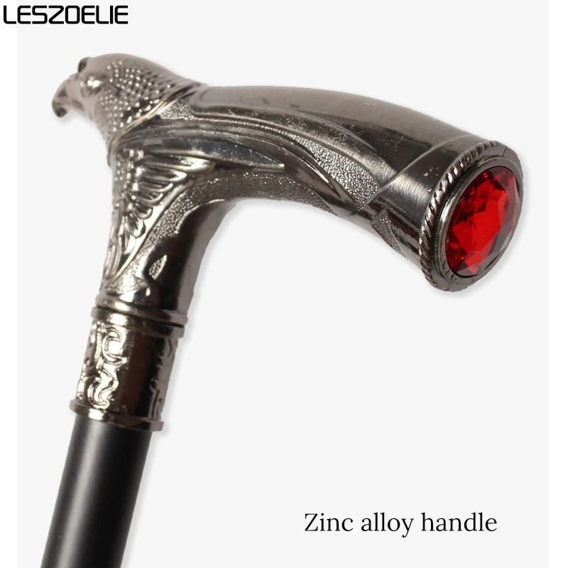 عصا المشي الفاخرة برأس النسر مع الماس الأحمر للنساء، عصا المشي العصرية الأنيقة