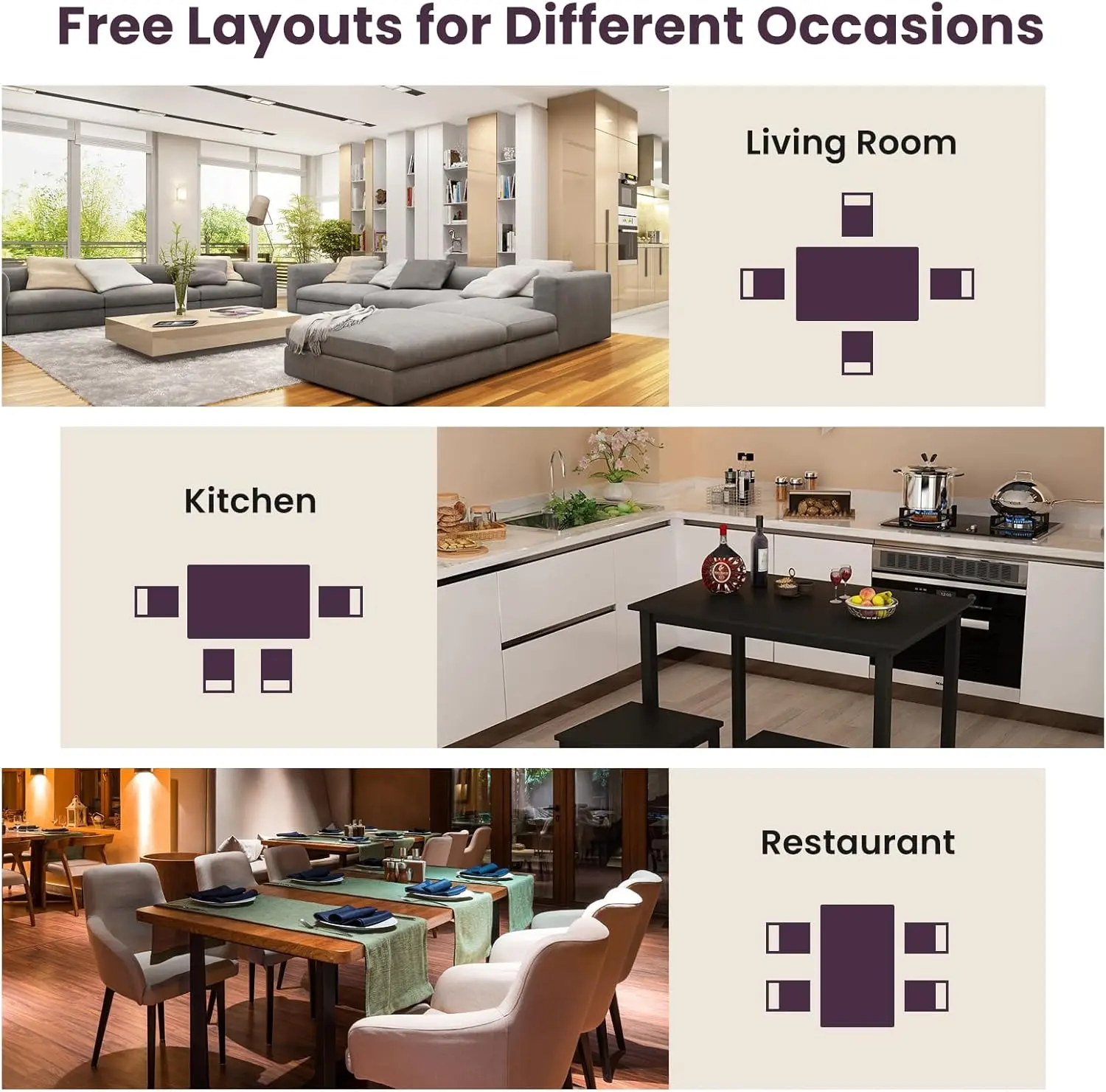 Piece Dining Table Set Kitchen Table and Chairs for 4 Modern Wooden Rectangular Dining Room Table with 4 Chairs for Kitchen, Res