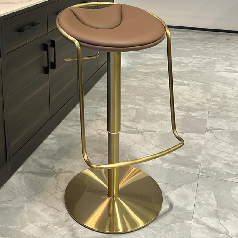 

Accent Steel Bar Chairs Modern Metal Gold Adjustable Swivel Chair Minimalistic Design Comfortable Sillas Para Barra Furniture