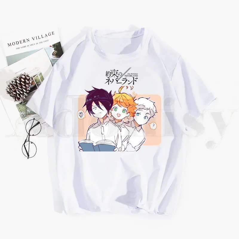 The Promised Neverland Emma Norman Ray Anime Tshirt Hip Hop Girl Print Top Tees Harajuku Tshirts Men Fashion Summer T-shirts