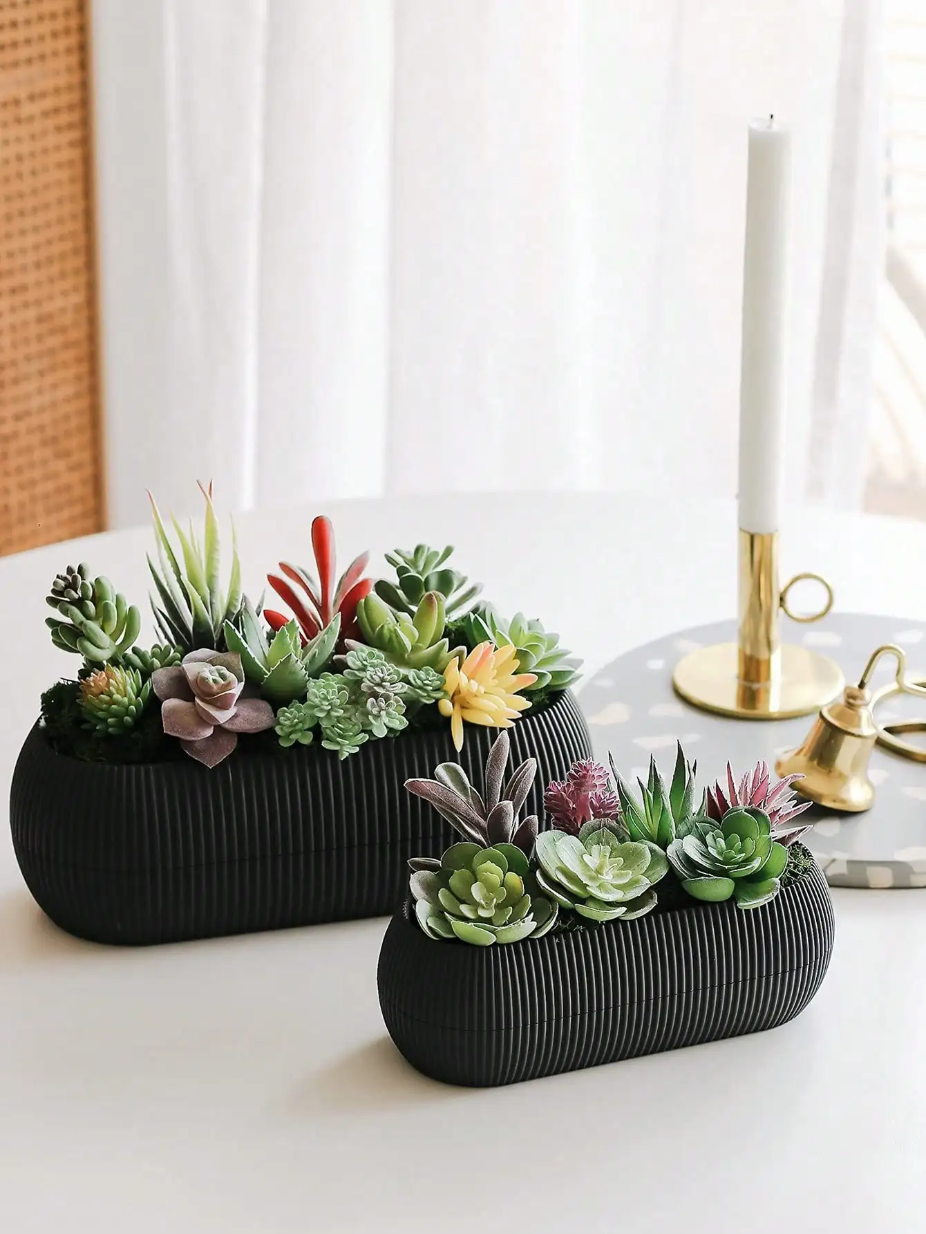 2/5/10pcs Artificial Plants Double Flocked Succulents Realistic Textured Cactus Mini Faux Succulents Face Plant Decor