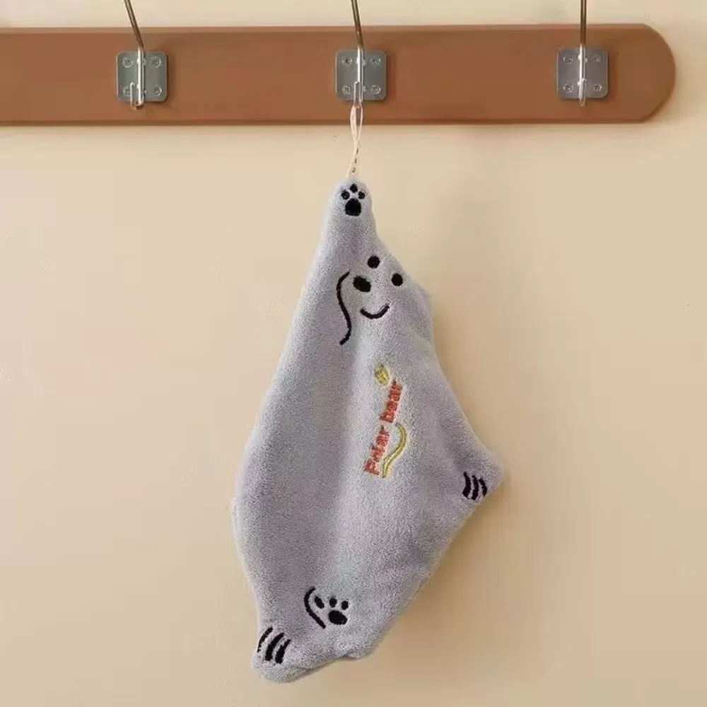 Cute Cartoon Polar Bear Hand Wiping Towel Thickened Coral Fleece Wiping Cloth Quick Drying Super Absorbent Kitchen Towel