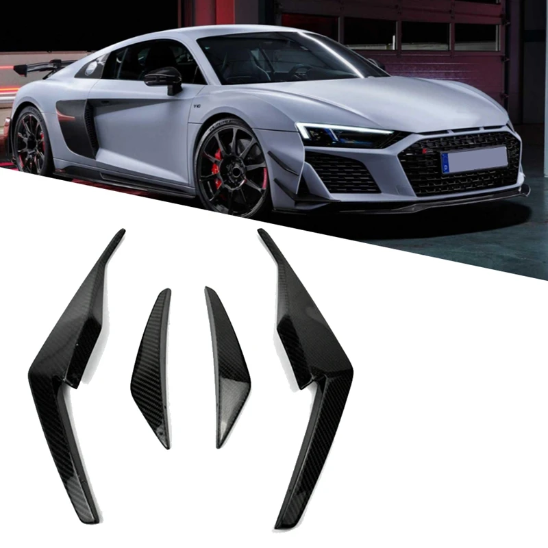 

Car Carbon Fiber Front Bumper Splitter Spoiler Fog Light Canard For R8 2019-2023 Car Styling Spare Parts Parts