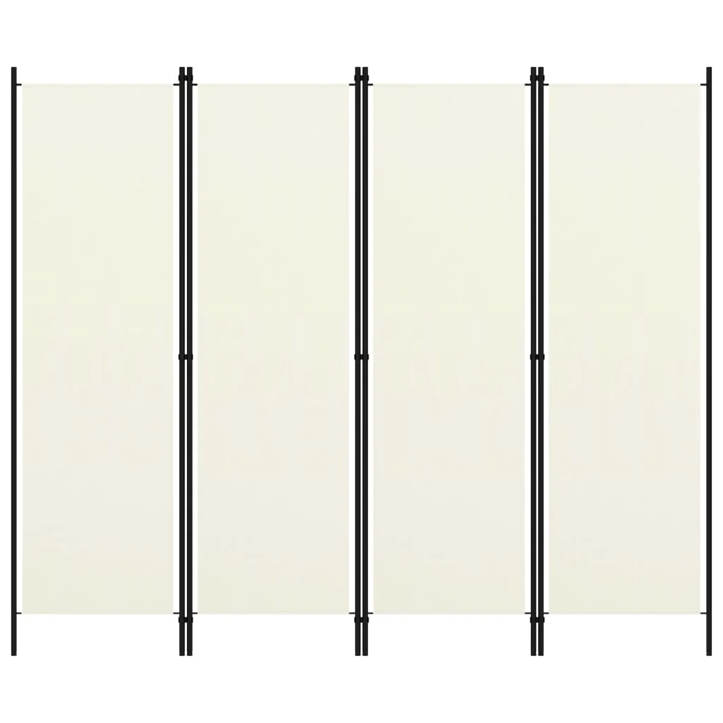 Separation Wall 4 panels white cream 200x180 cm