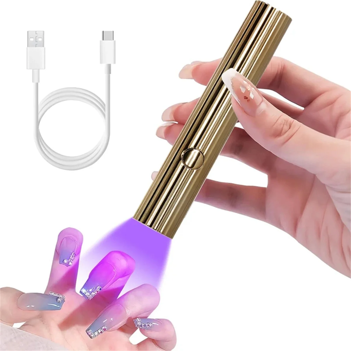 Mini sèche-ongles LED UV, lampe à séchage rapide portable 3W, aste par USB, mini stylo lampe de poche, blanc