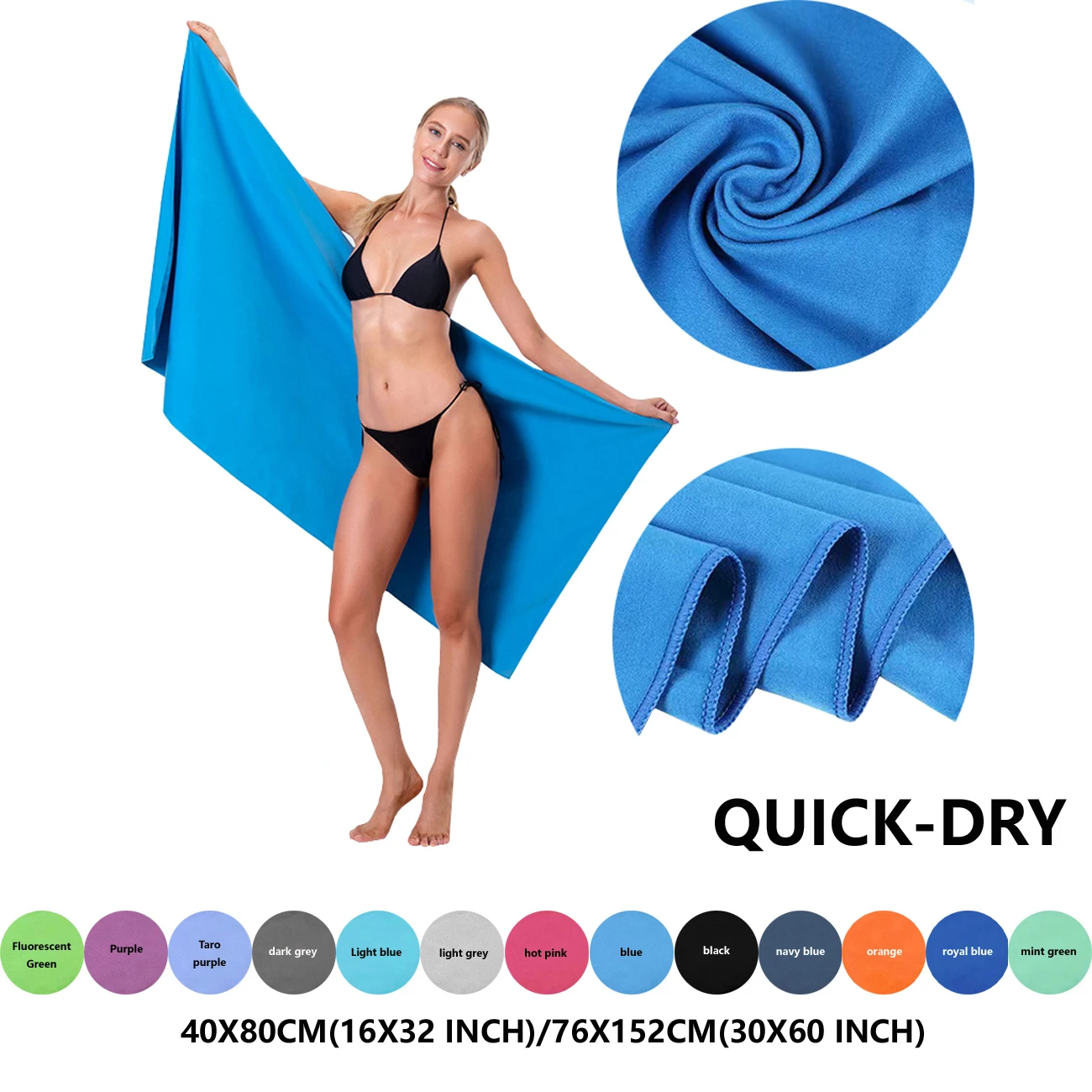 Quick-Dry Sports Towel 40X80/76X152CM Microfiber Swimming Gym Fitness Basketball Outdoor Camping Hiking Running Beach Towels