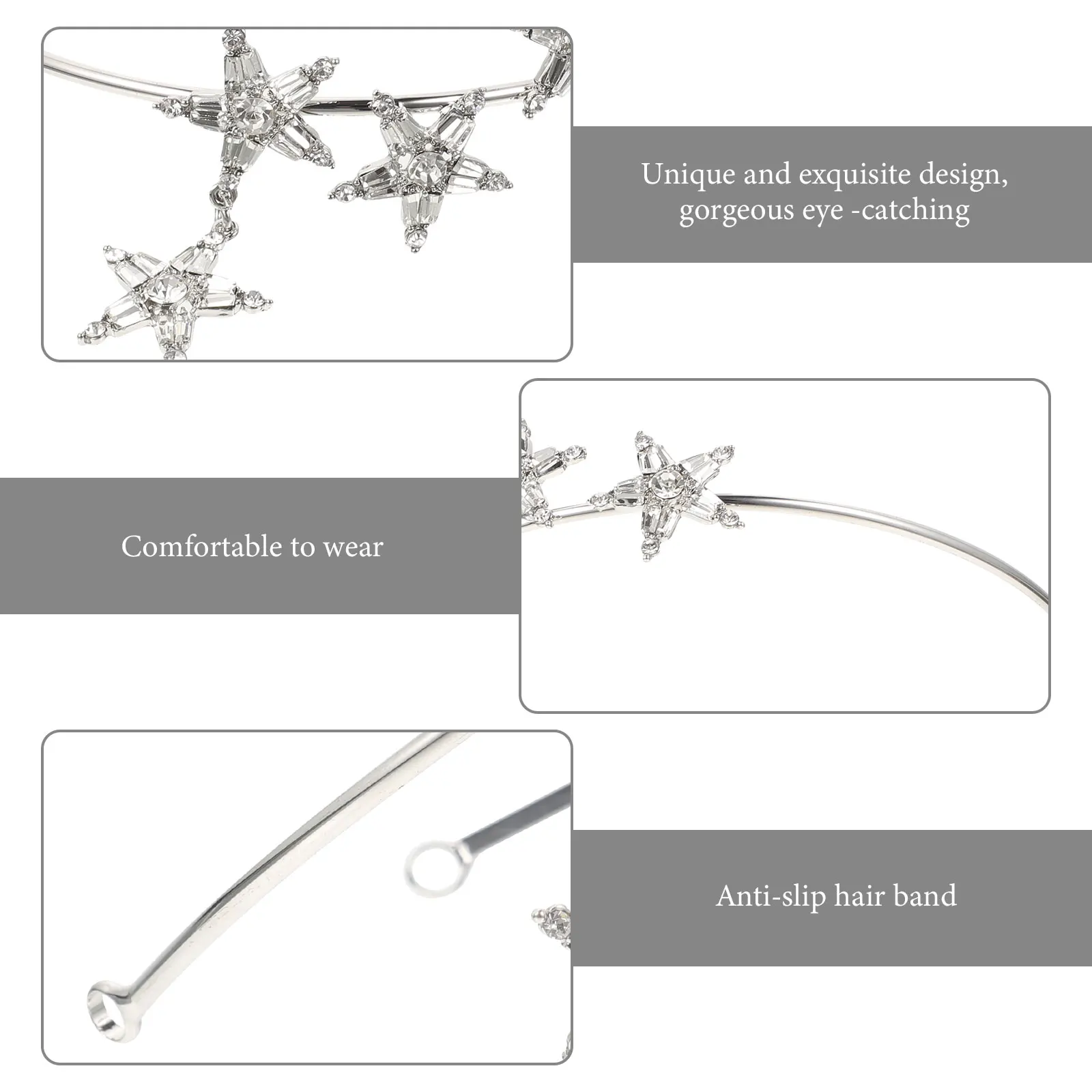 حجر الراين نجمة عقال خفيفة الوزن الزفاف الشعر هوب الزفاف خوذة للعروس وصيفه الشرف إكسسوارات الشعر عقال الزفاف #3