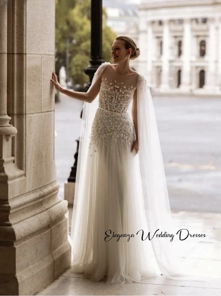 Abito da sposa classico personalizzato con applicazioni in pizzo Paillettes scintillanti Perle Abito da sposa A-line Abito da sposa lungo Abiti da sposa 2025