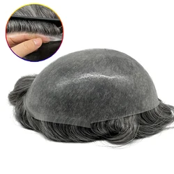 Super Thin Skin Natural Human Hair Replacement Men Toupee Hair System Wigs Vendor For Men