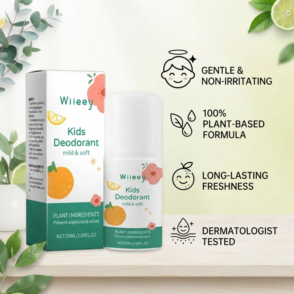 WIIEEY Vanilla & Citrus Roll-On Fragrance, Mild and Refreshing Deodorant Roll-On for Kids to Clean Sweat from Underarms