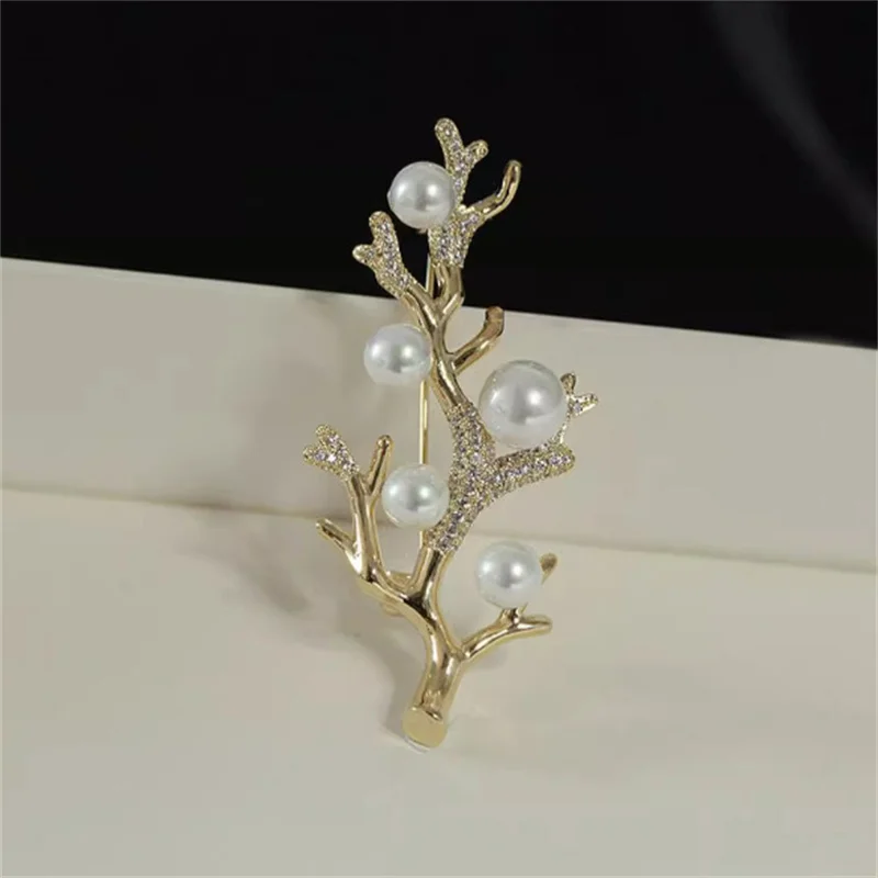 Broche de árbol frutal con diamantes brillantes para mujer y niña, ramillete elegante, alfileres versátiles, accesorios de ropa, regalos