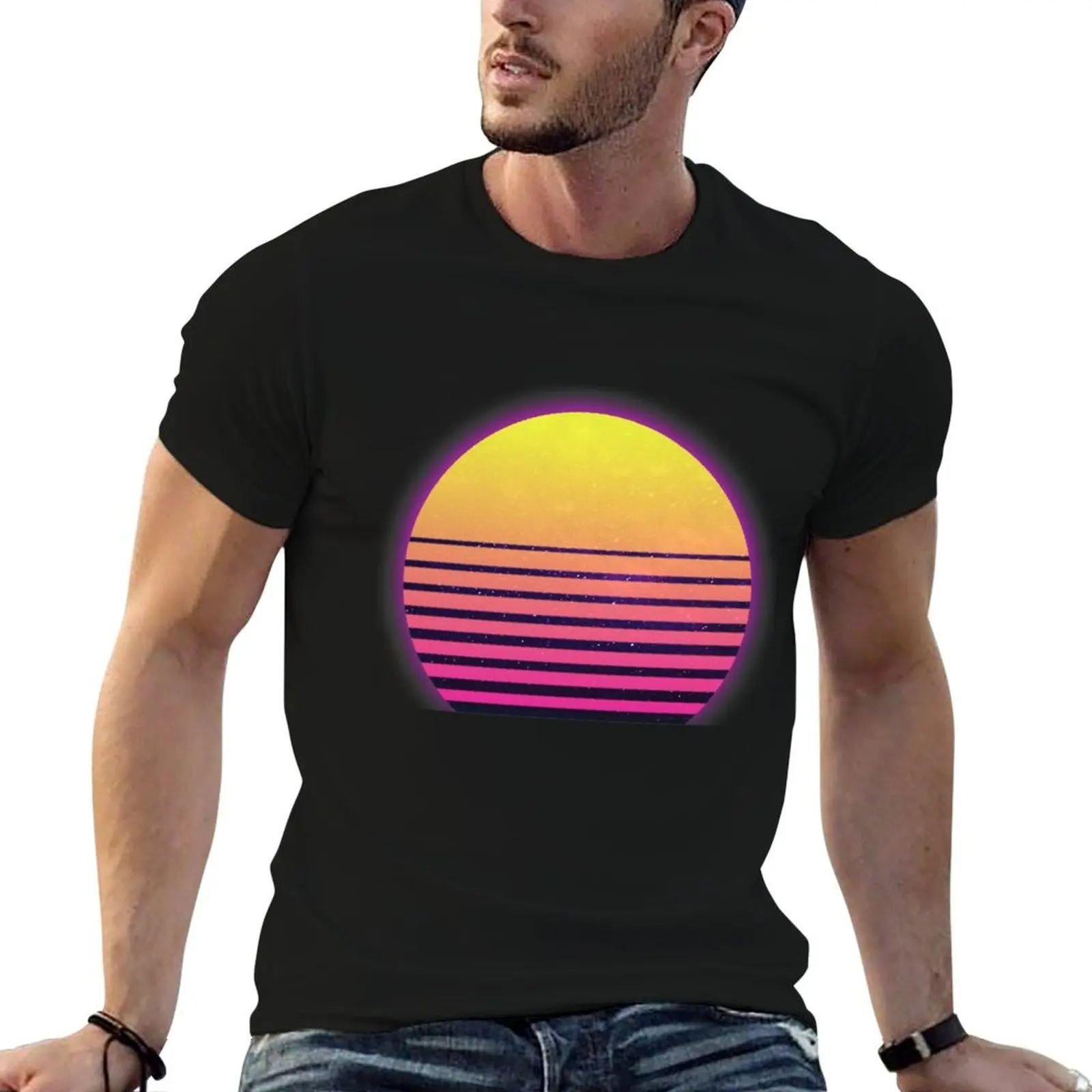Synthwave Sun T-Shirt man t shirt summer man t shirt luxury T-Shirt