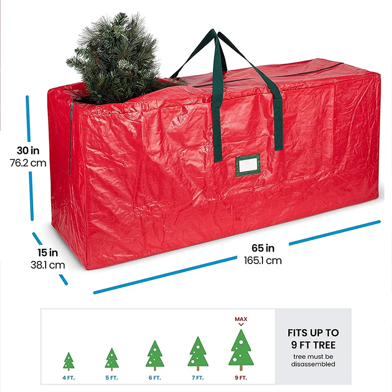 Bolsa grande para árbol de Navidad, caja de almacenamiento con asas, impermeable y duradera, organizador para el hogar