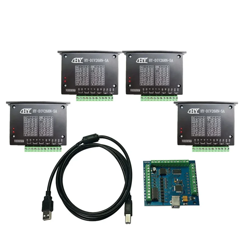 CNC Mach3 4 Kit, 1 Uds Mach3 4 ejes USB tarjeta controladora de movimiento paso a paso suave 100KHz 4 Uds TB6600 controlador de Motor