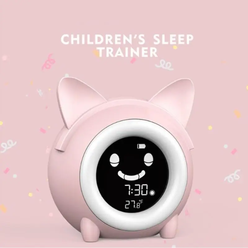 Cute Animals Kids Alarm Clock Sleep Trainer Digital Wake Up Color Night Light Snooze Temperature Nap Timer Kids Alarm Clock